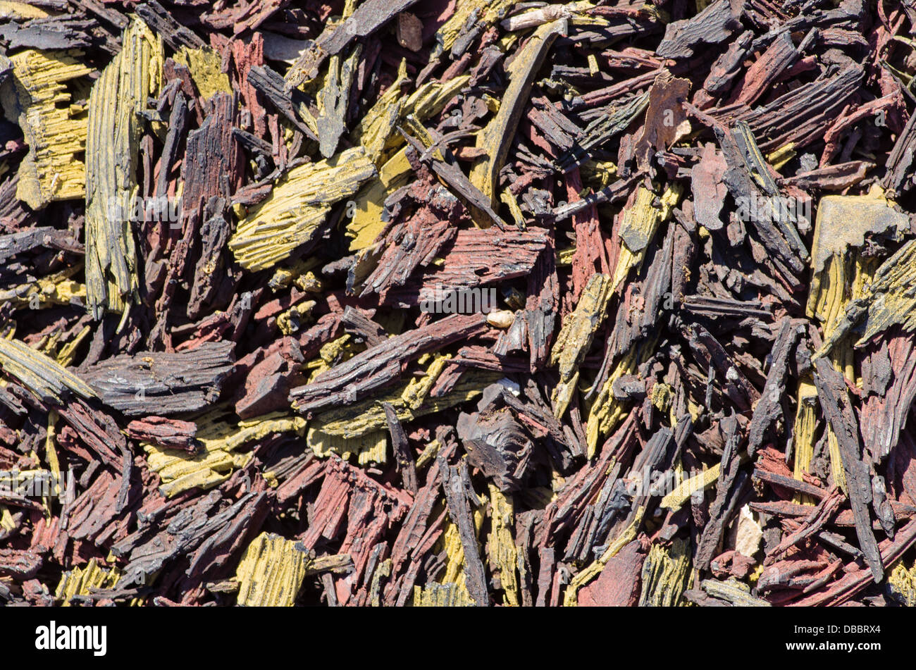 shredded rubber for playground padding background texture Stock Photo