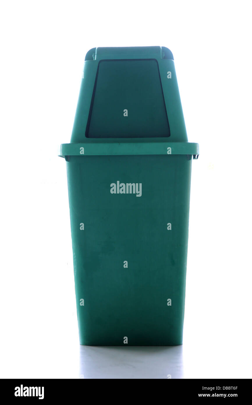 The Green bins with lid on white background. Stock Photo