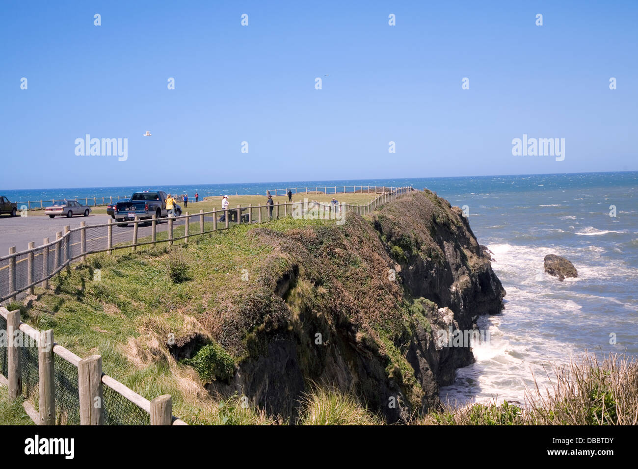 Scenic viewpoints such as Boiler Bay are easily accessible from Hwy 101 all along the Oregon Coast, USA Stock Photo