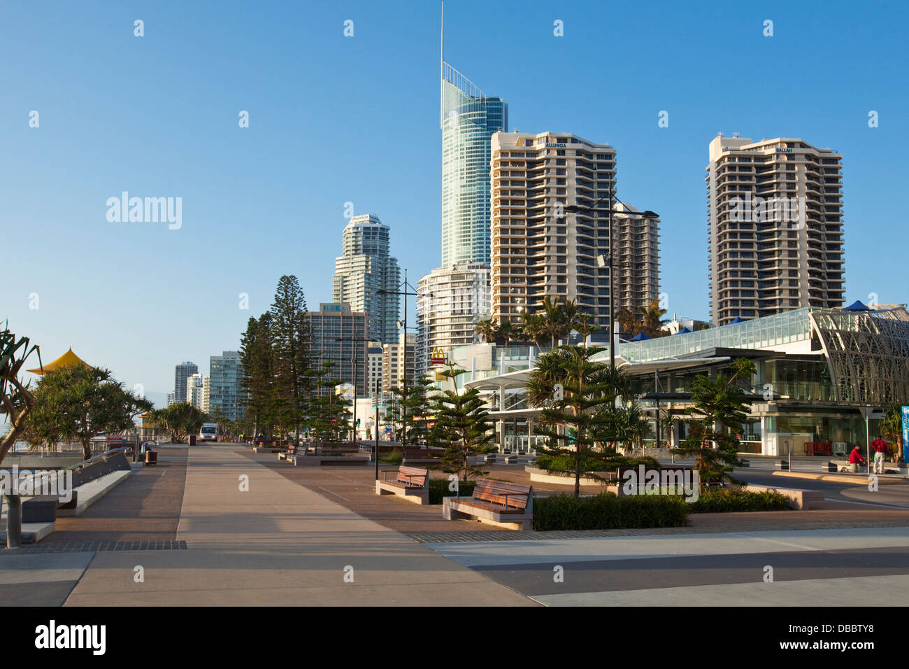 View along the promenade at Surfers Paradise. Gold Coast, Queensland, Australia Stock Photo
