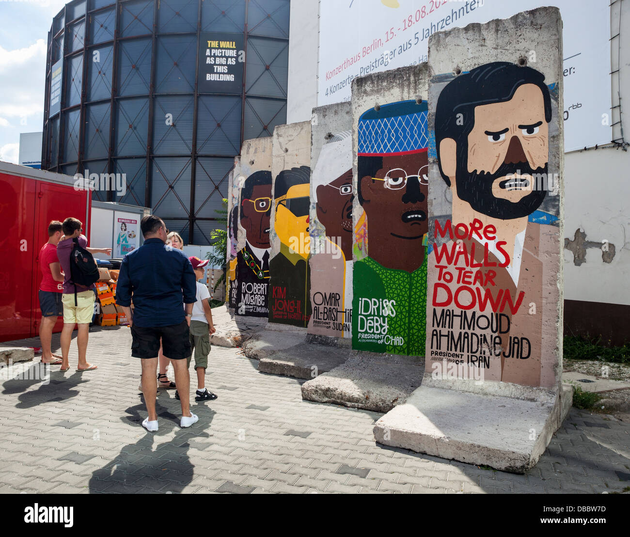 Berlin wall pieces decorated with pictures of present day leaders Checkpoint Charlie Border