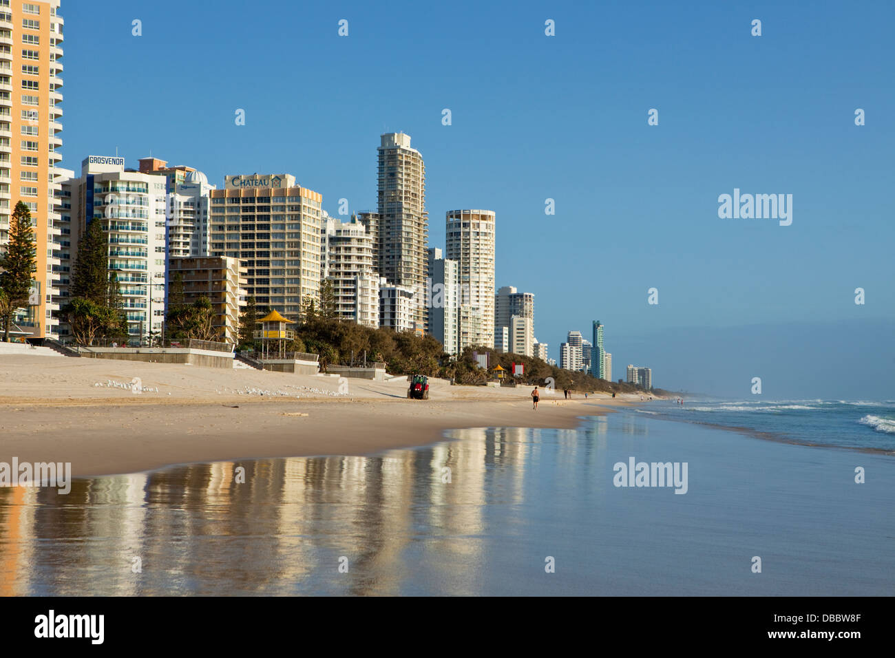 Beach And Highrise Apartment Blocks At Surfers Paradise Gold Coast