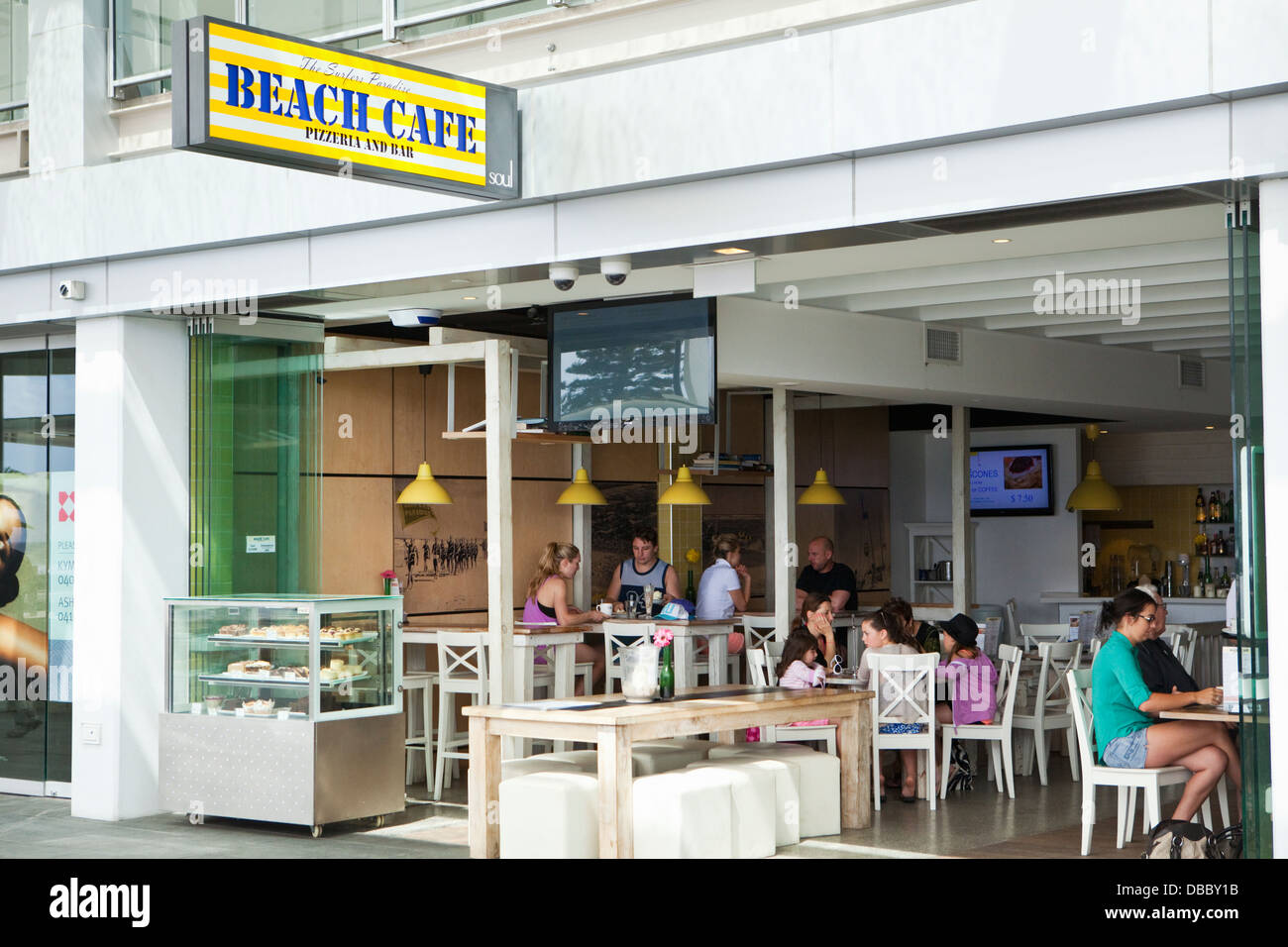 Breakfast at beachside cafe. Surfers Paradise, Gold Coast, Queensland, Australia Stock Photo