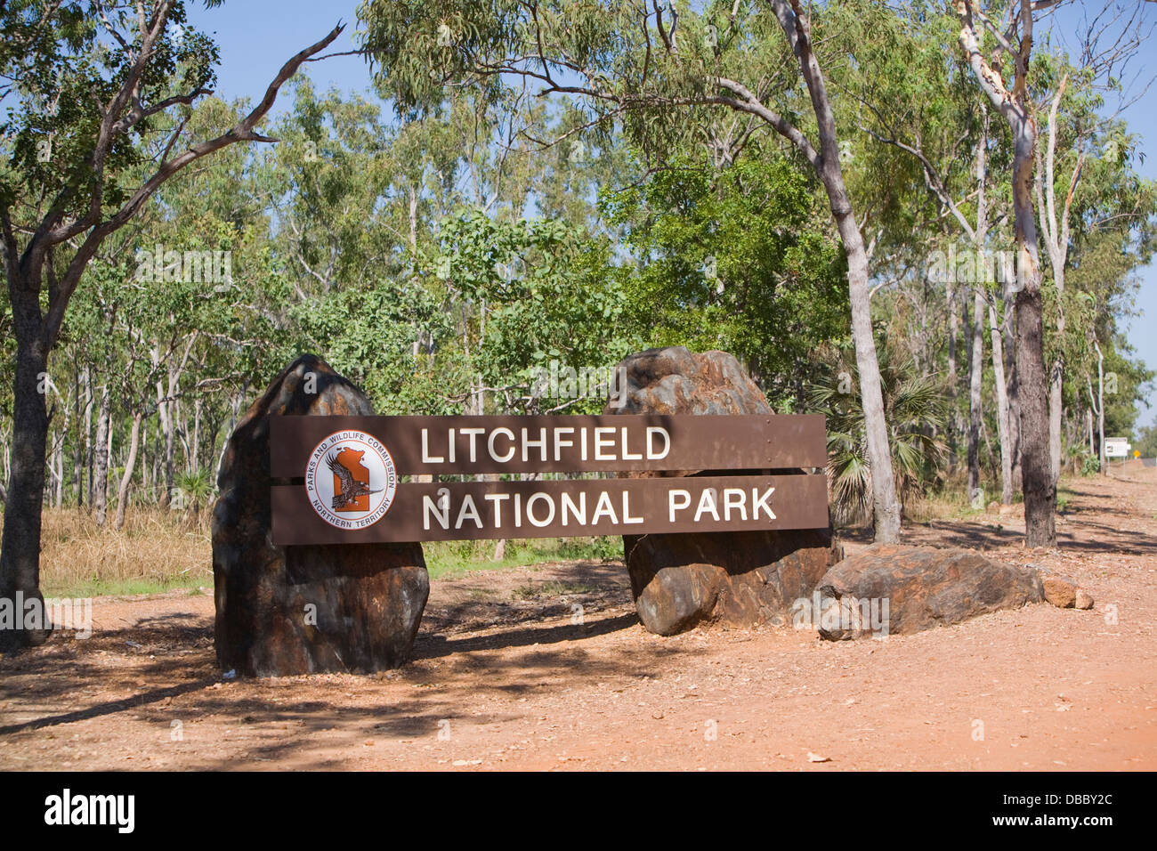 entrance sign to litchfield national park,australia Stock Photo
