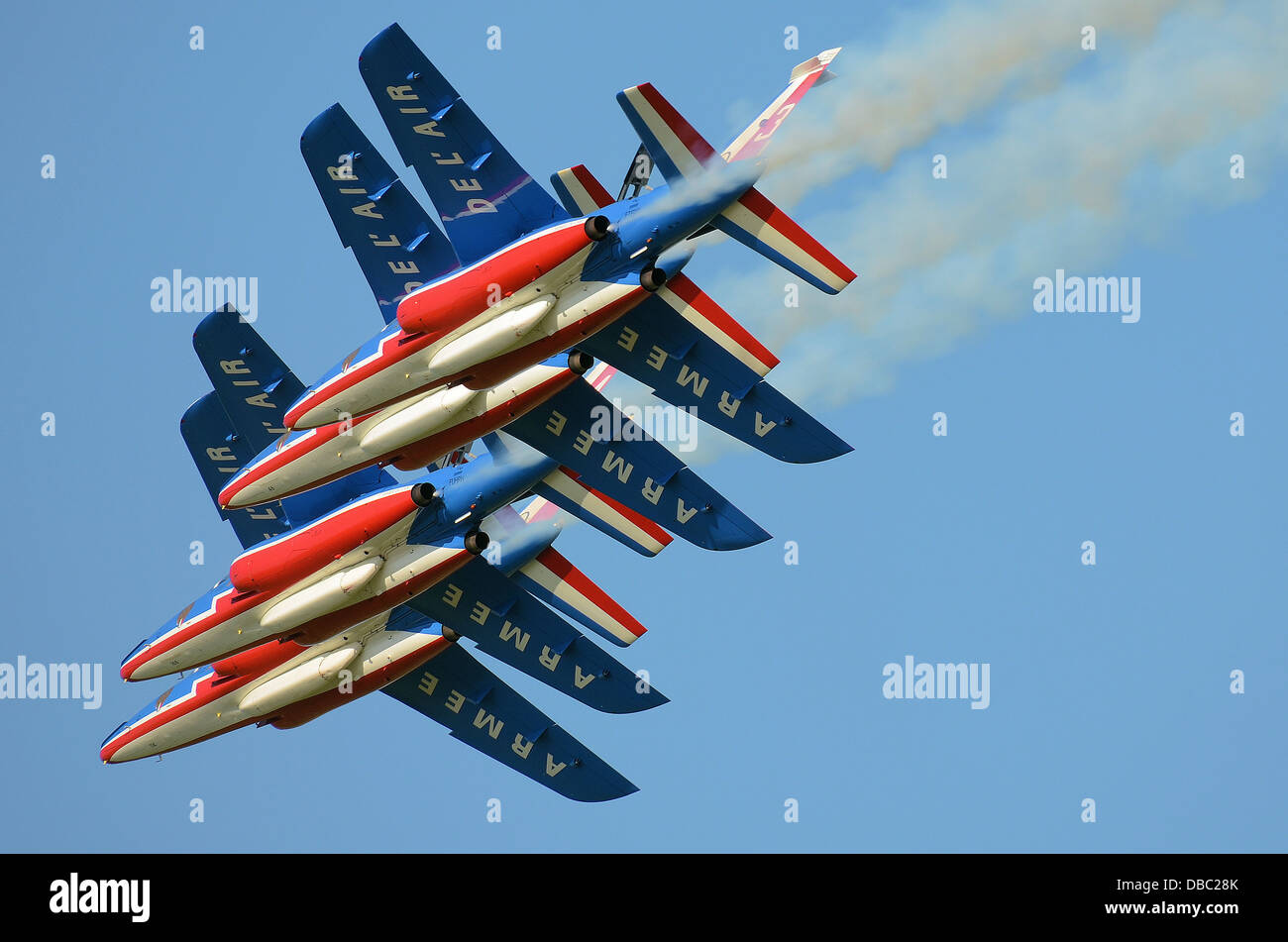 Four Alpha Jet planes of the French Patrouille de France national ...