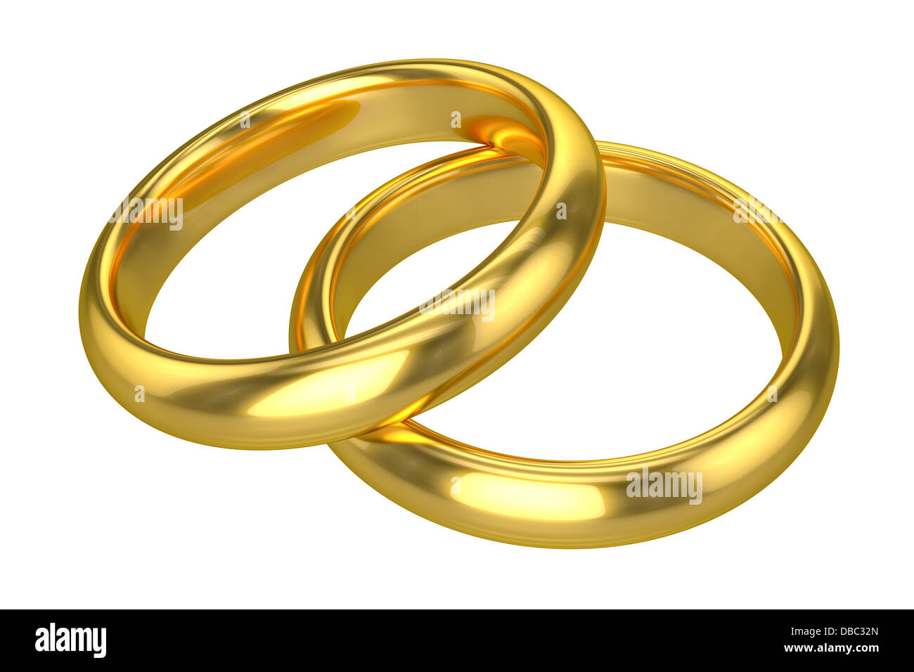 Realistic Wedding Rings - Gold (Isolated On White Background Stock ...