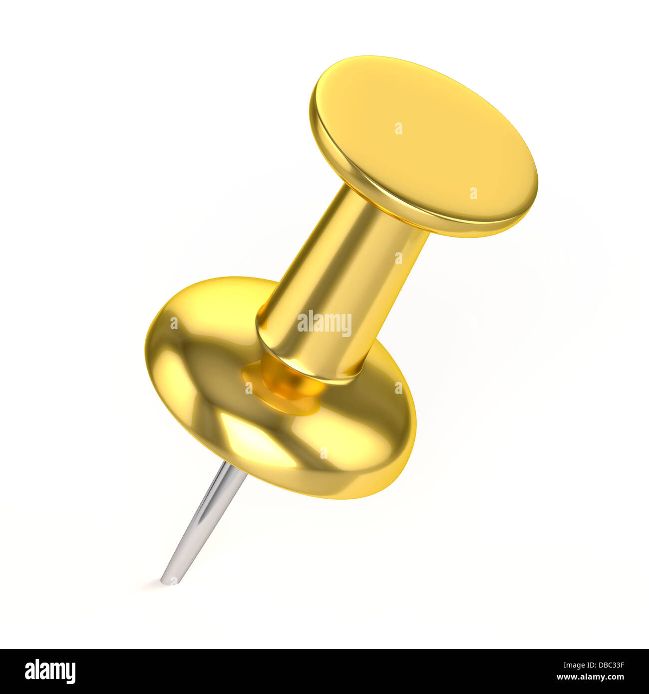 3D Golden Thumbtack Isolated On White Background Stock Photo Alamy