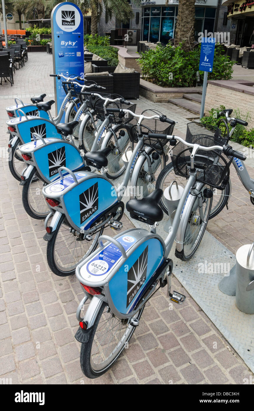 A bike rental kiosk at Dubai Marina, Dubai, United Arab Emirates Stock