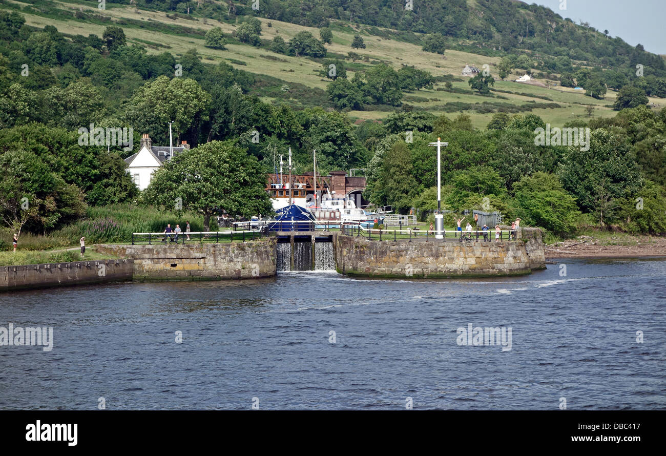 Basin at entrance to Forth and Clyde Canal at Bowling in West
