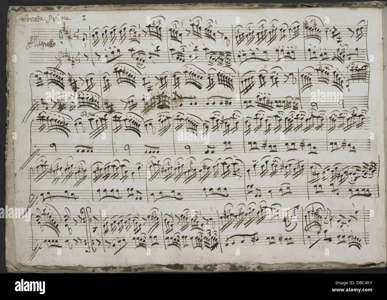 Emanuele Barbella - Sei Sonate C3 A0 violino Solo, C3 A8 Cembalo. (BL Add MS 56102 f. 1v) Stock Photo