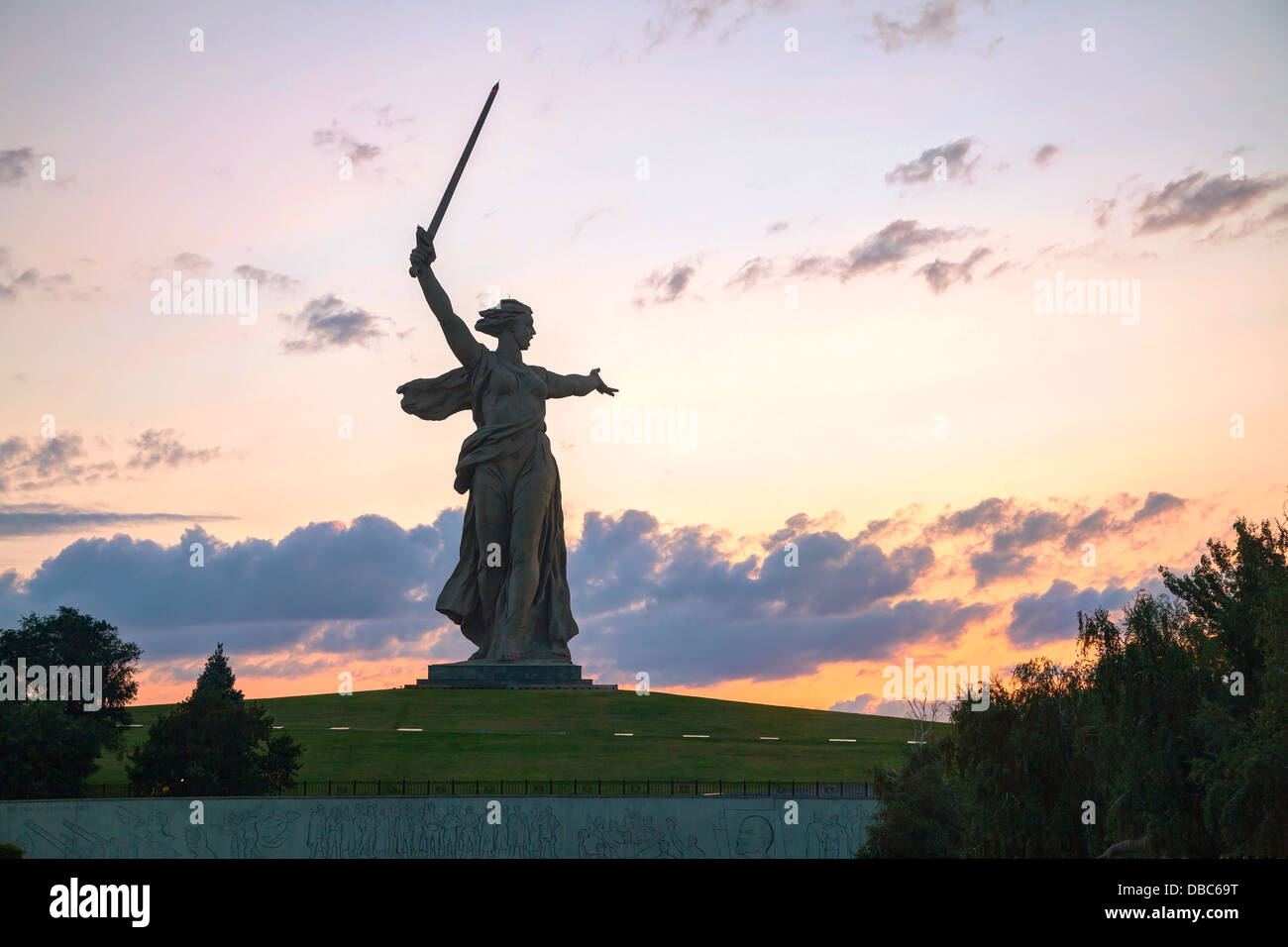'The Motherland calls!' monument in Volgograd, Russia. The monumental memorial was constructed between 1959 and 1967. Stock Photo