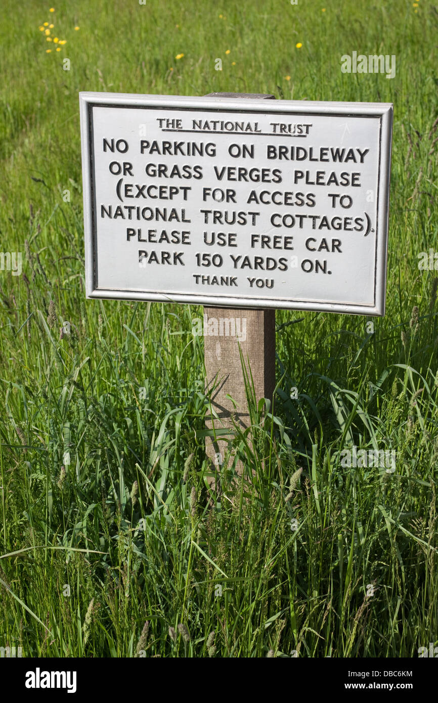 A National Trust sign "No Parking" in Bradenham, Buckinghamshire Stock