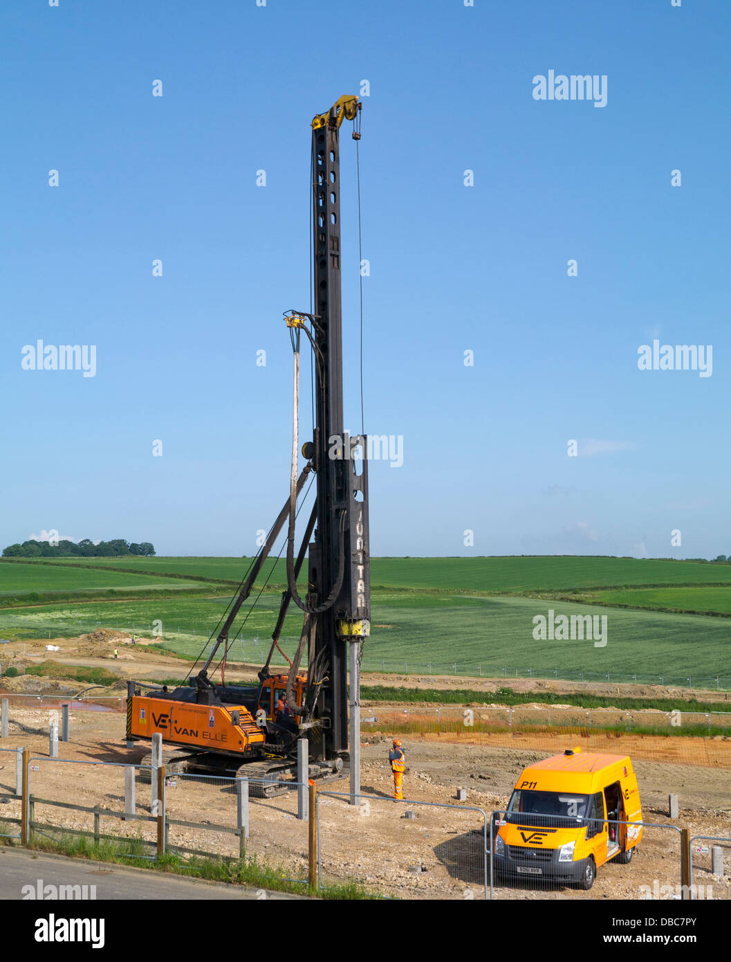 Pile driving on a construction site, Grantham, Lincolnshire, England Stock Photo