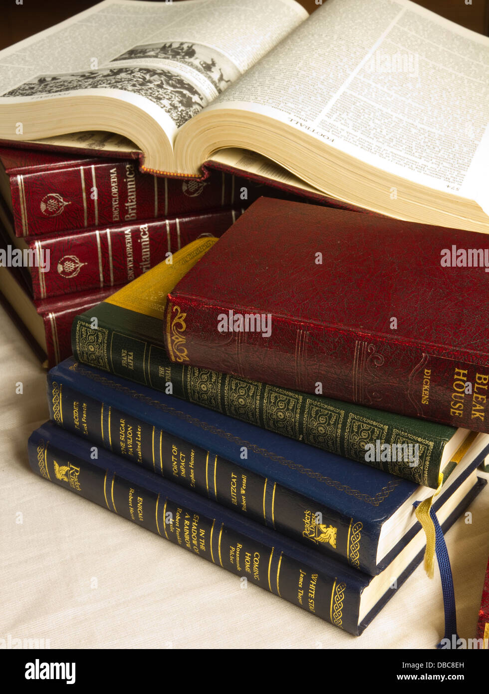 Leather bound Books, Open book, Stock Photo
