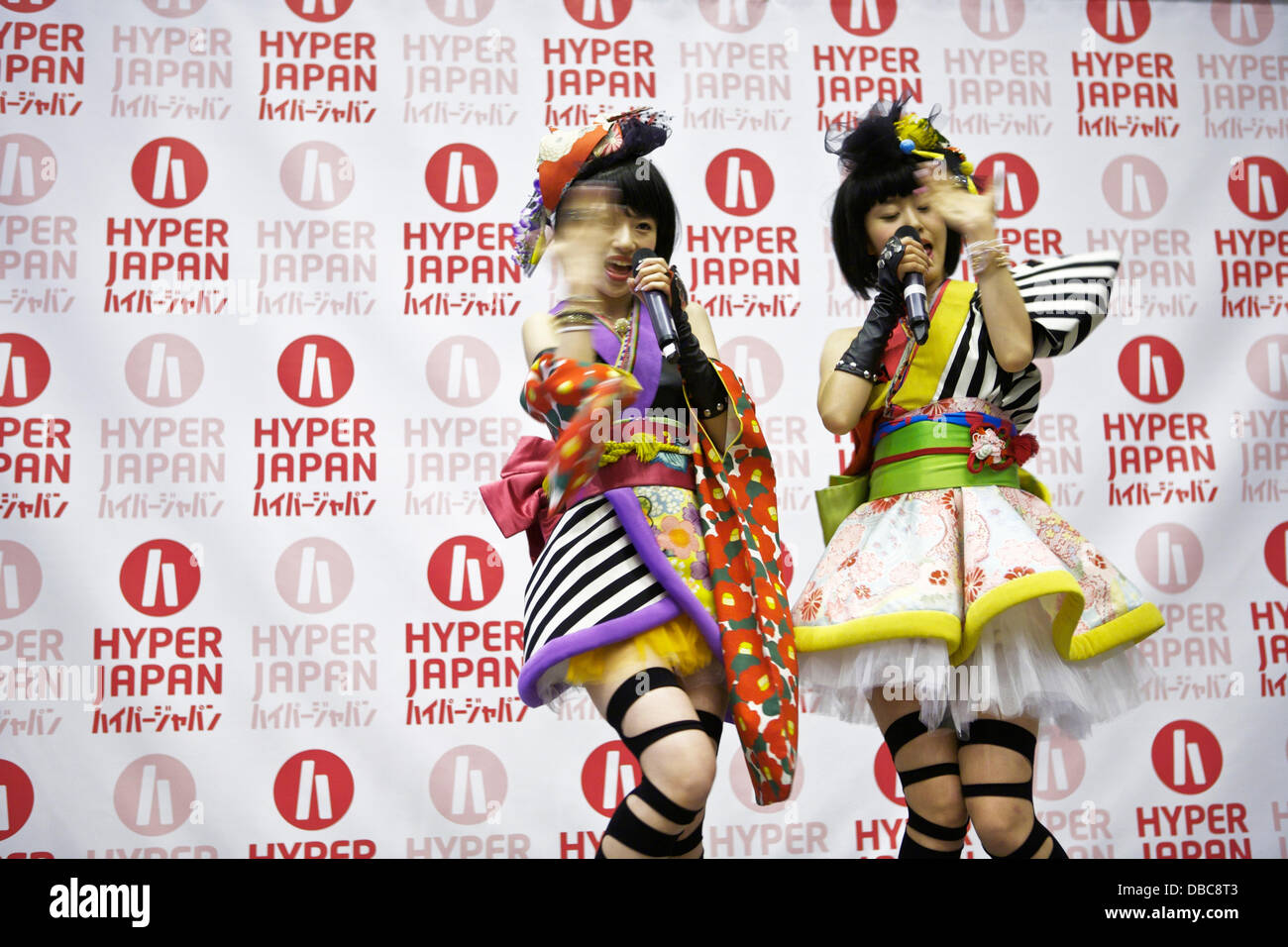 Earls Court, ,London UK. 27th July, 2013. Yanakiku, who represent Japanese pop culture, perform live on stage at Hyper Japan. Credit:  Tony Farrugia/Alamy Live News Stock Photo