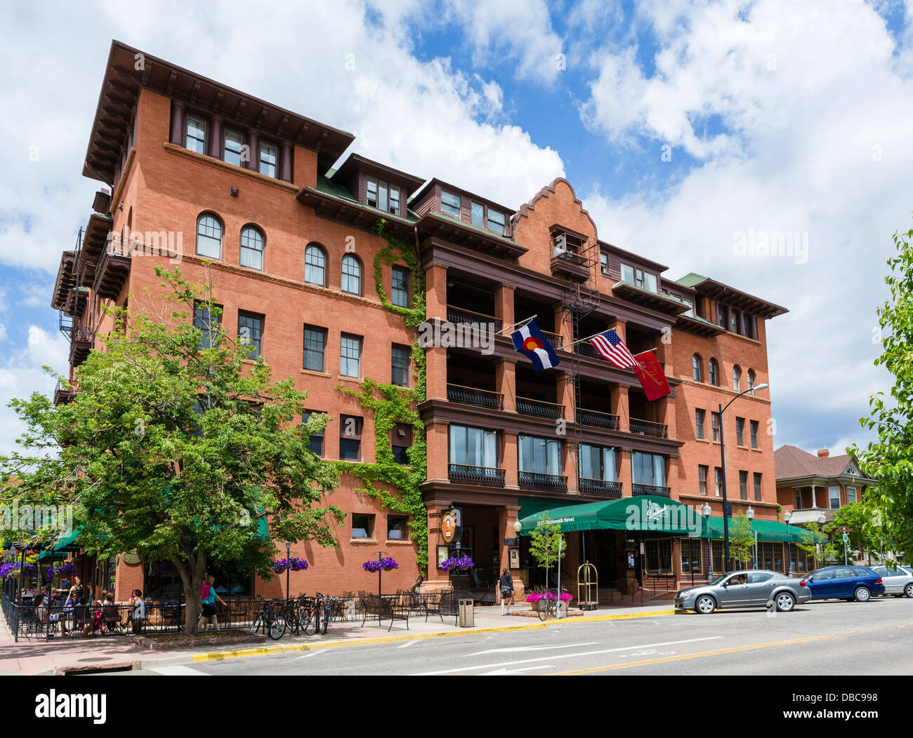 The historic Hotel Boulderado in downtown Boulder, Colorado, USA Stock Photo