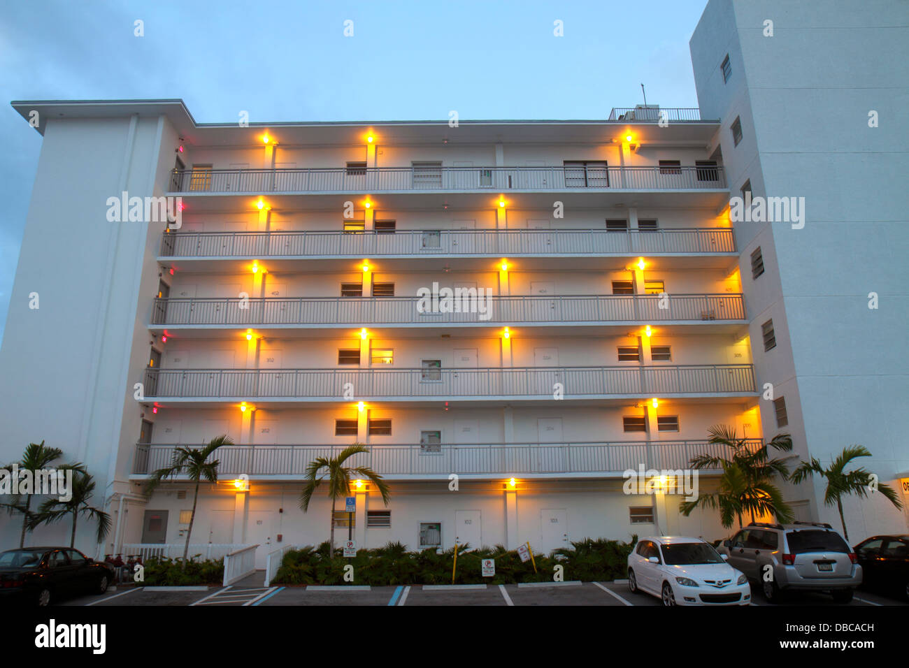 Fort Ft. Lauderdale Florida,Bahia Beach,hotel,condominium residential apartment apartments building buildings housing,rental,building,balconies,lookin Stock Photo