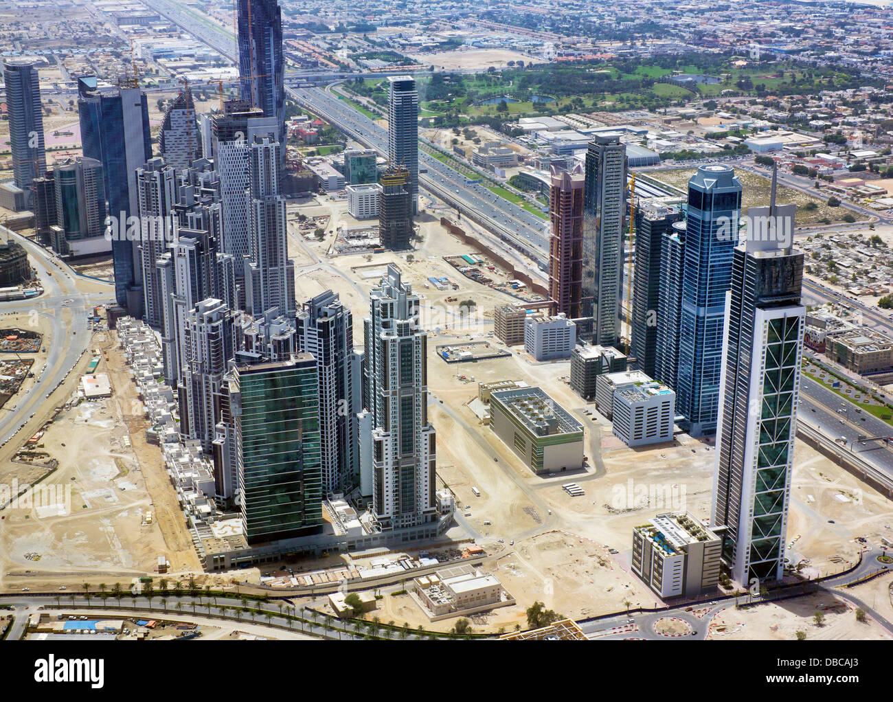 The top view on Dubai from the highest tower in the world, Burj Khalifa ...