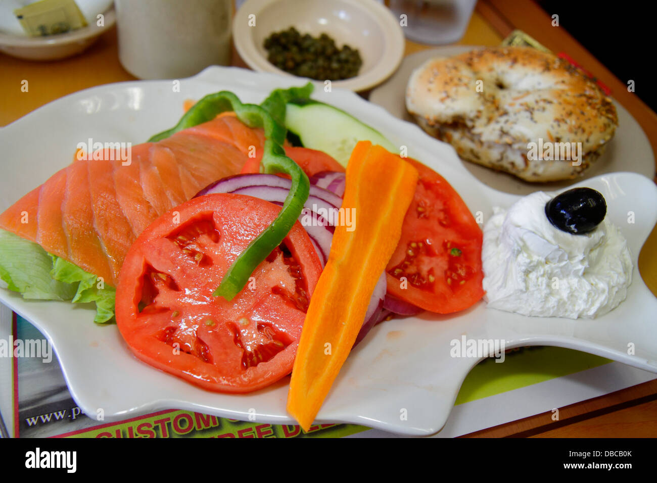Miami Florida Aventura Bagel Cove restaurant Jewish food plate Nova Stock Photo 58664387 Alamy