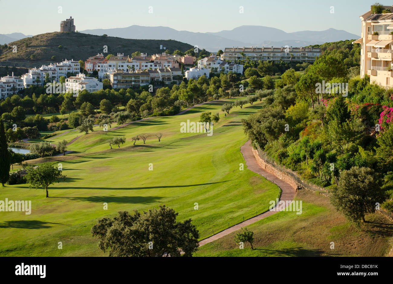 Eighteen holes Golf course, Alhaurin Golf Resort, surrounded by apartment  blocks, Malaga, Spain Stock Photo - Alamy