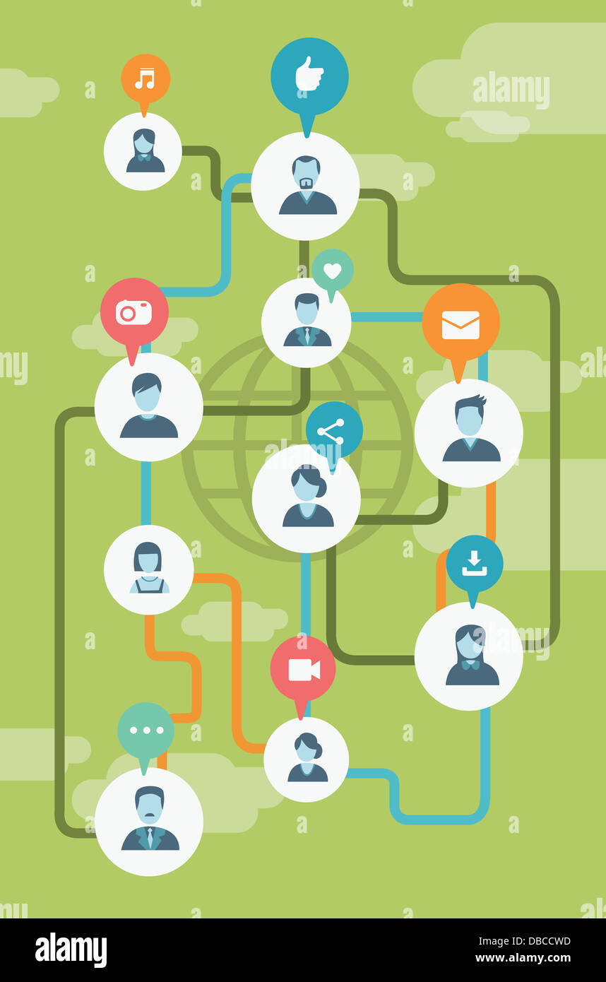 Illustrative image of people connected with each other representing social networking Stock Photo