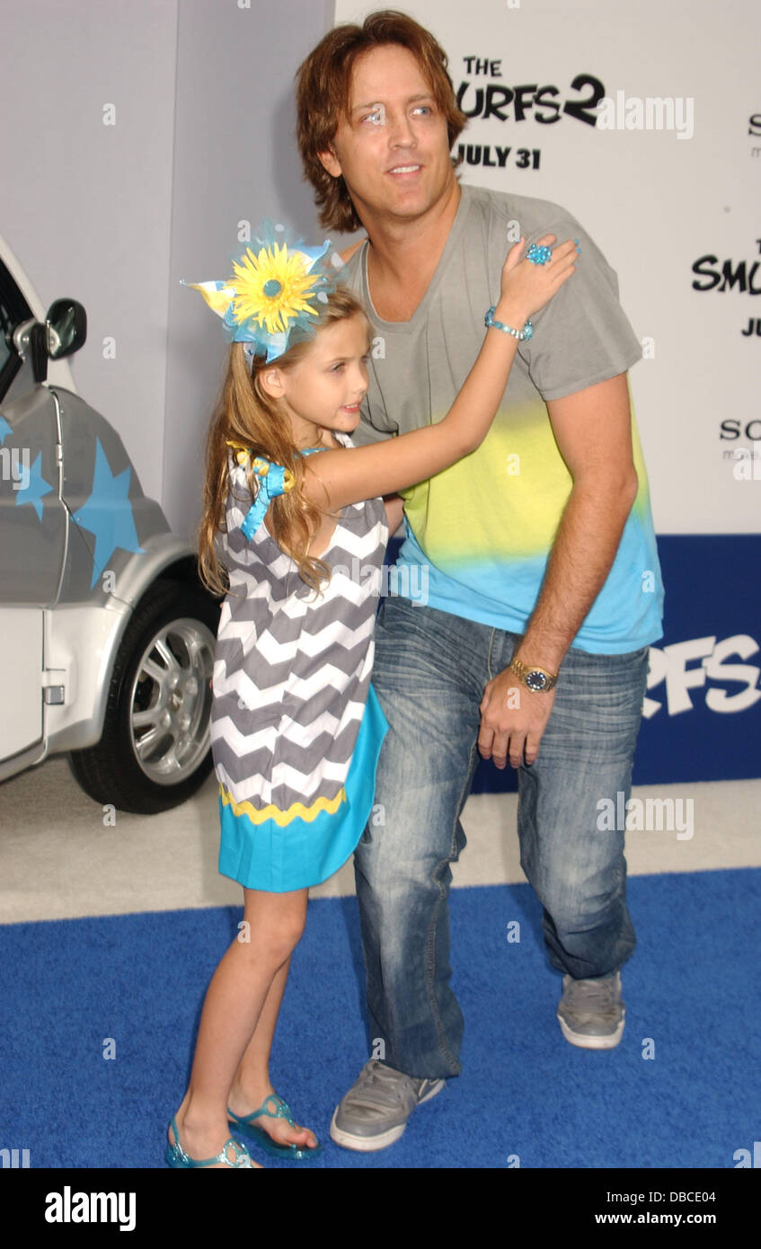 Los Angeles, California, USA. 28th July, 2013.  Larry Birkhead & Dtr. attend the Premiere Of  ''The Smurfs 2''at the Village Theater in Westwood,Ca  on July 28,2013.. 2013(Credit Image: © Phil Roach/Globe Photos/ZUMAPRESS.com) Stock Photo