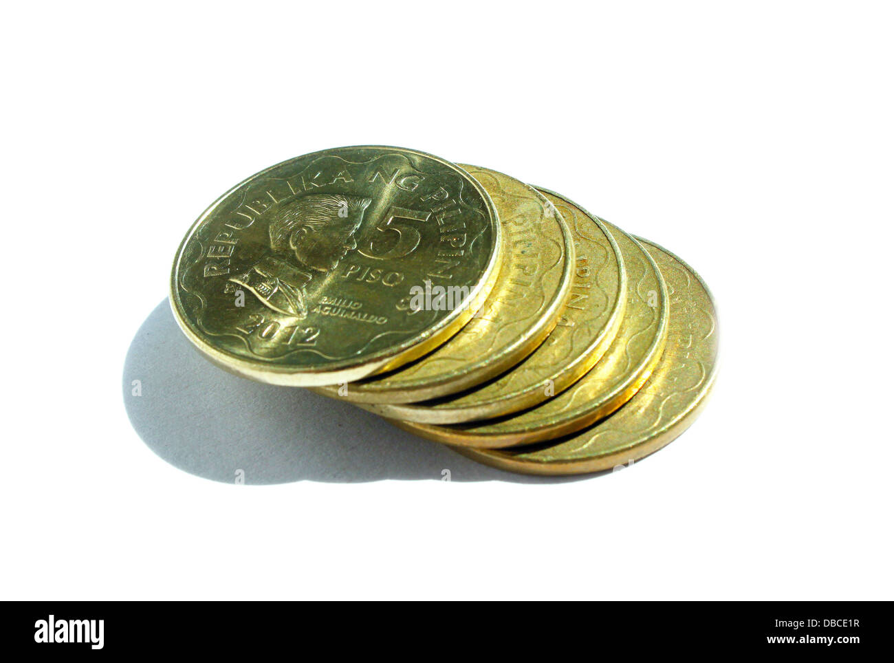 5 peso coins of the Philippines Stock Photo