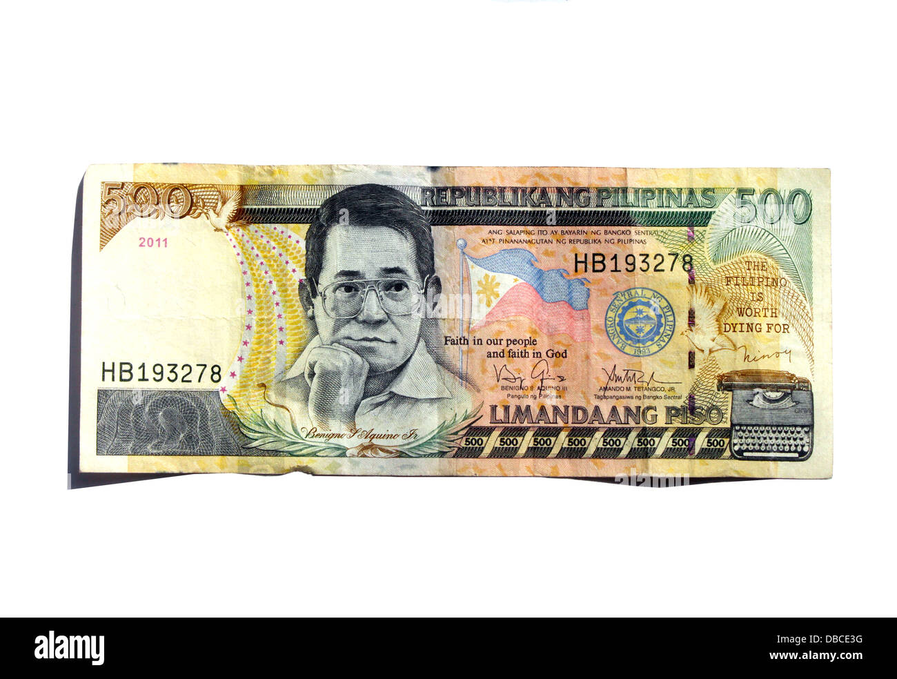 500 Philippine Peso Old Banknote Currency Money Circulated 2011