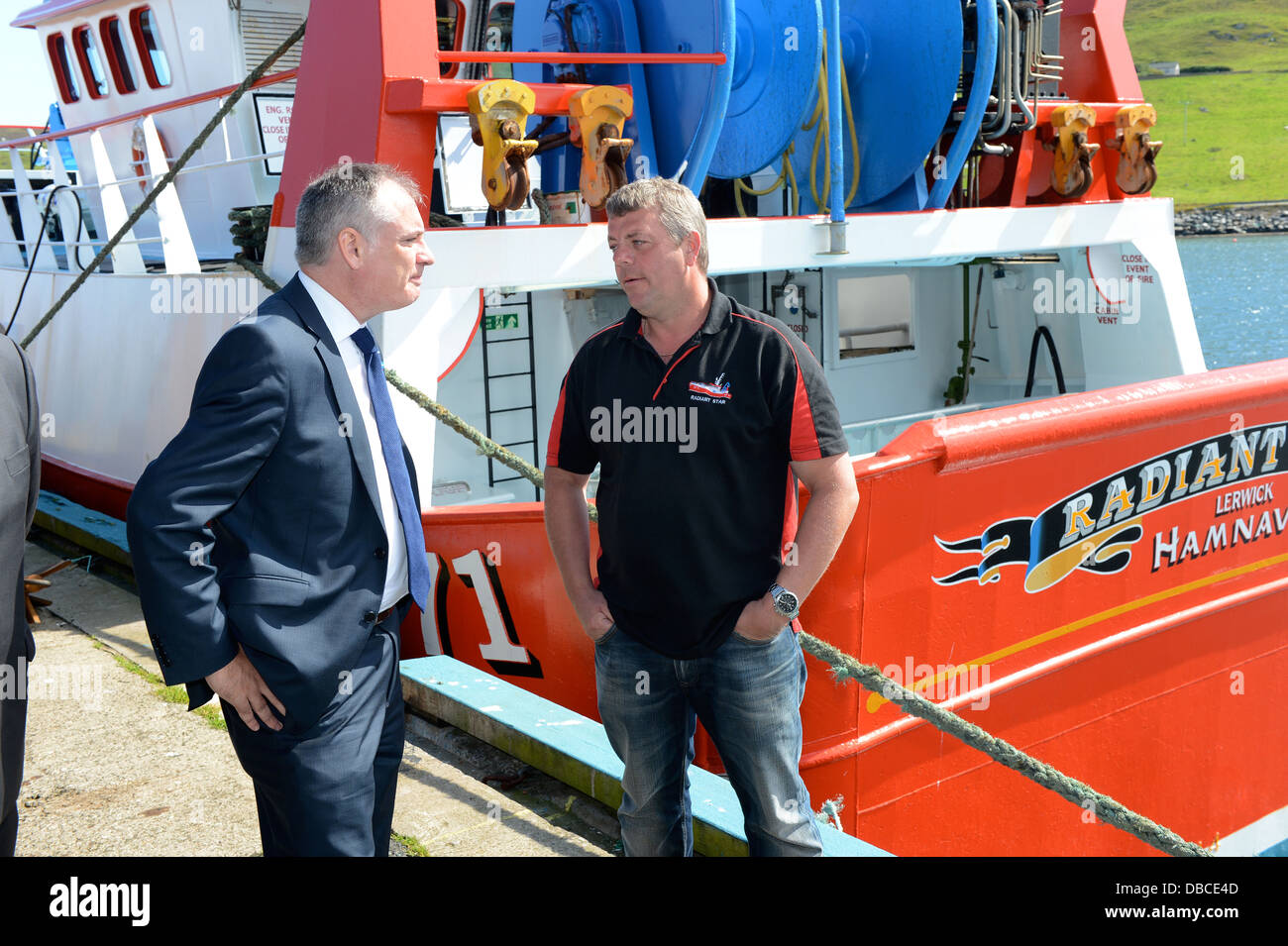 Richard Lochhead and the Scottish Cabinet visit to Shetland Scotland Summer 2013 Stock Photo