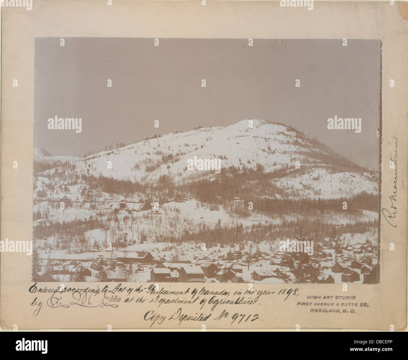 Moonlight view of Red Mountain at Rossland, British Columbia (HS85-10-9712) Stock Photo