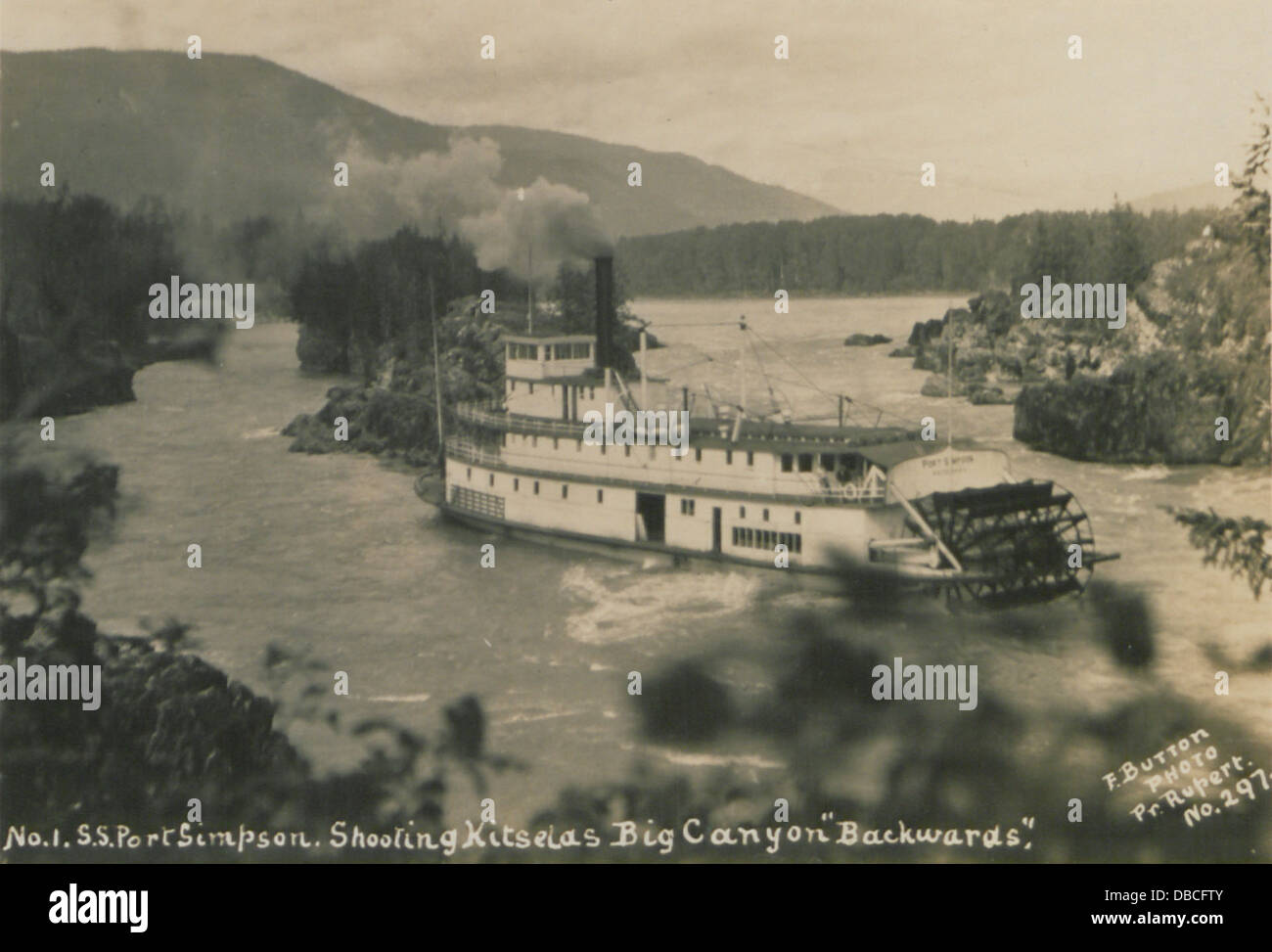 No 291 The SS Inlander lining in the Big Canyon, Kitselas, British Columbia No 2 (HS85-10-25537) Stock Photo
