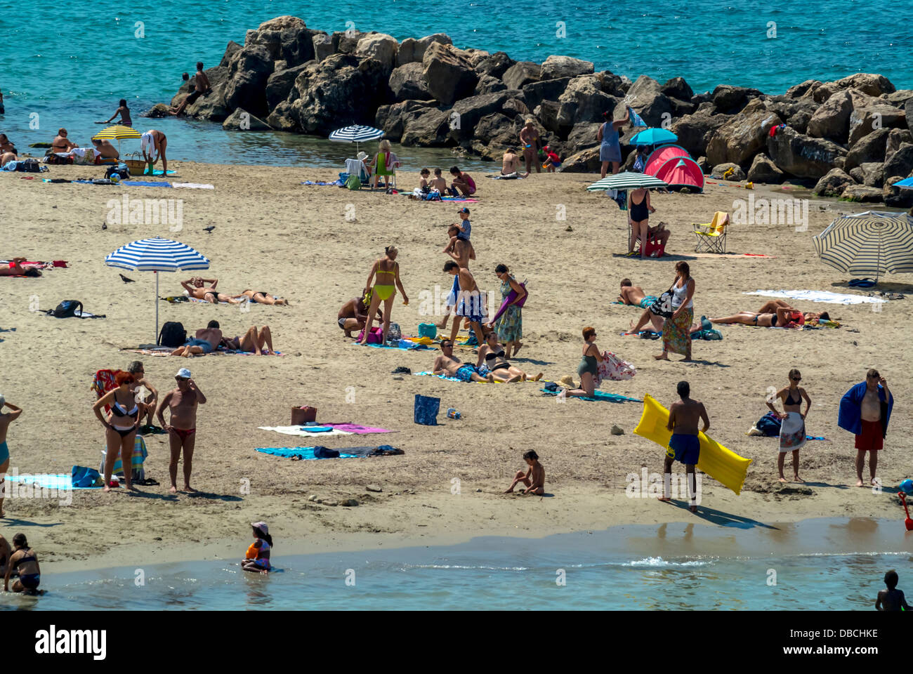 Marseille, France, People Relaxing on Beach Scenes, on Mediterranean