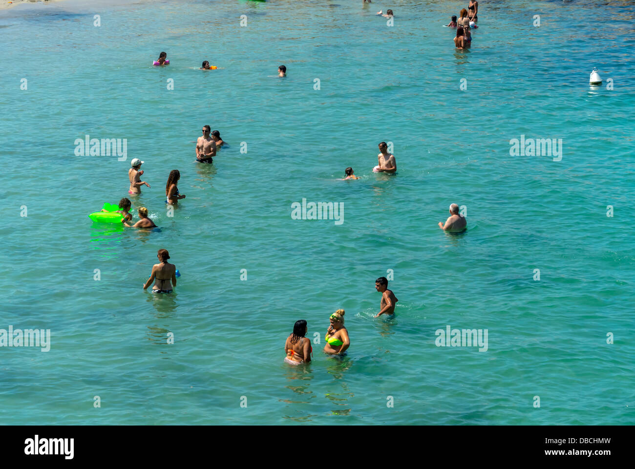 Marseille, France, Aerial View, Beach Scenes, Tourists in Water, Mediterranean Sea, South of France Stock Photo