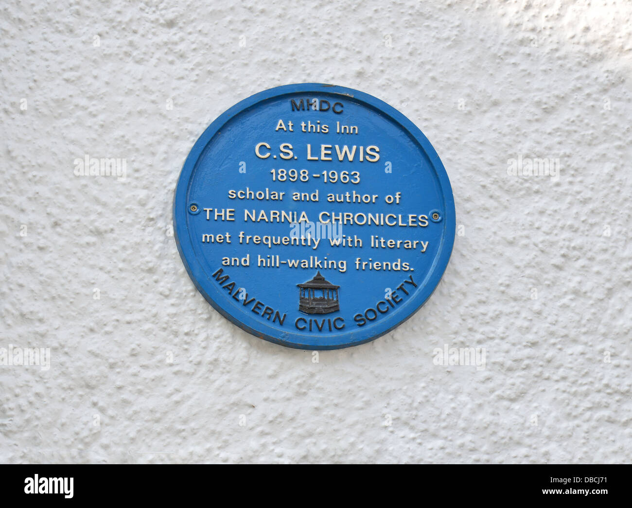 C.S.Lewis plaque on wall of The Unicorn Inn, Bellevue Terrace, Malvern, Worcestershire, England, United Kingdom Stock Photo