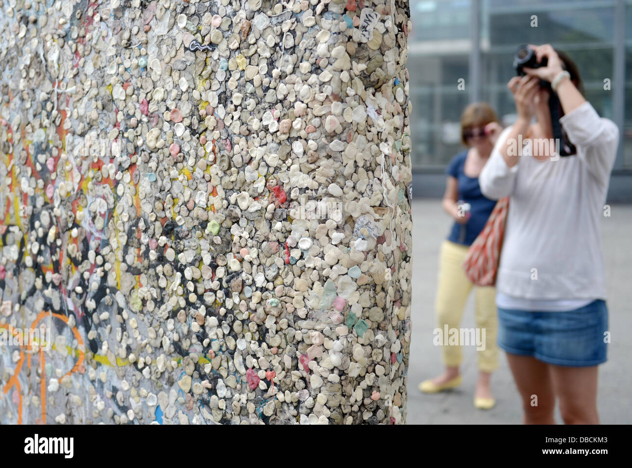Chewing gum covers a segment of the Berlin Wall at Potsdamer Platz in