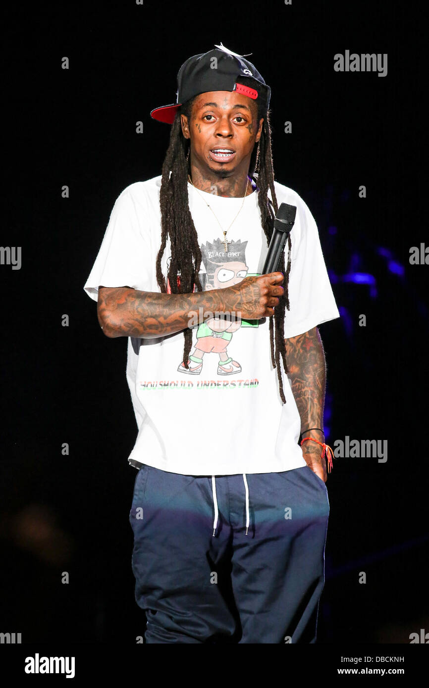 North Carolina, USA, 27th July, 2013: Hip Hop Artist Lil Wayne performs in  North Carolina Credit: Andy Martin Jr/Alamy Live News Stock Photo - Alamy