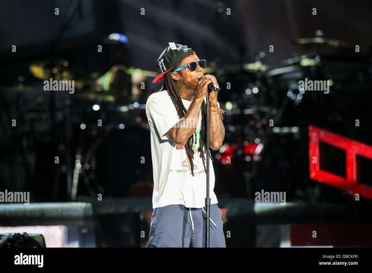 North Carolina, USA, 27th July, 2013:  Hip Hop Artist Lil Wayne performs in North Carolina Credit:  Andy Martin Jr/Alamy Live News Stock Photo