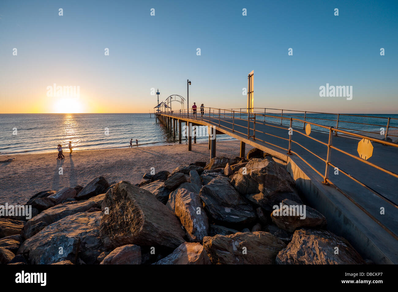 Sunset at Adelaide's Brighton beach Stock Photo