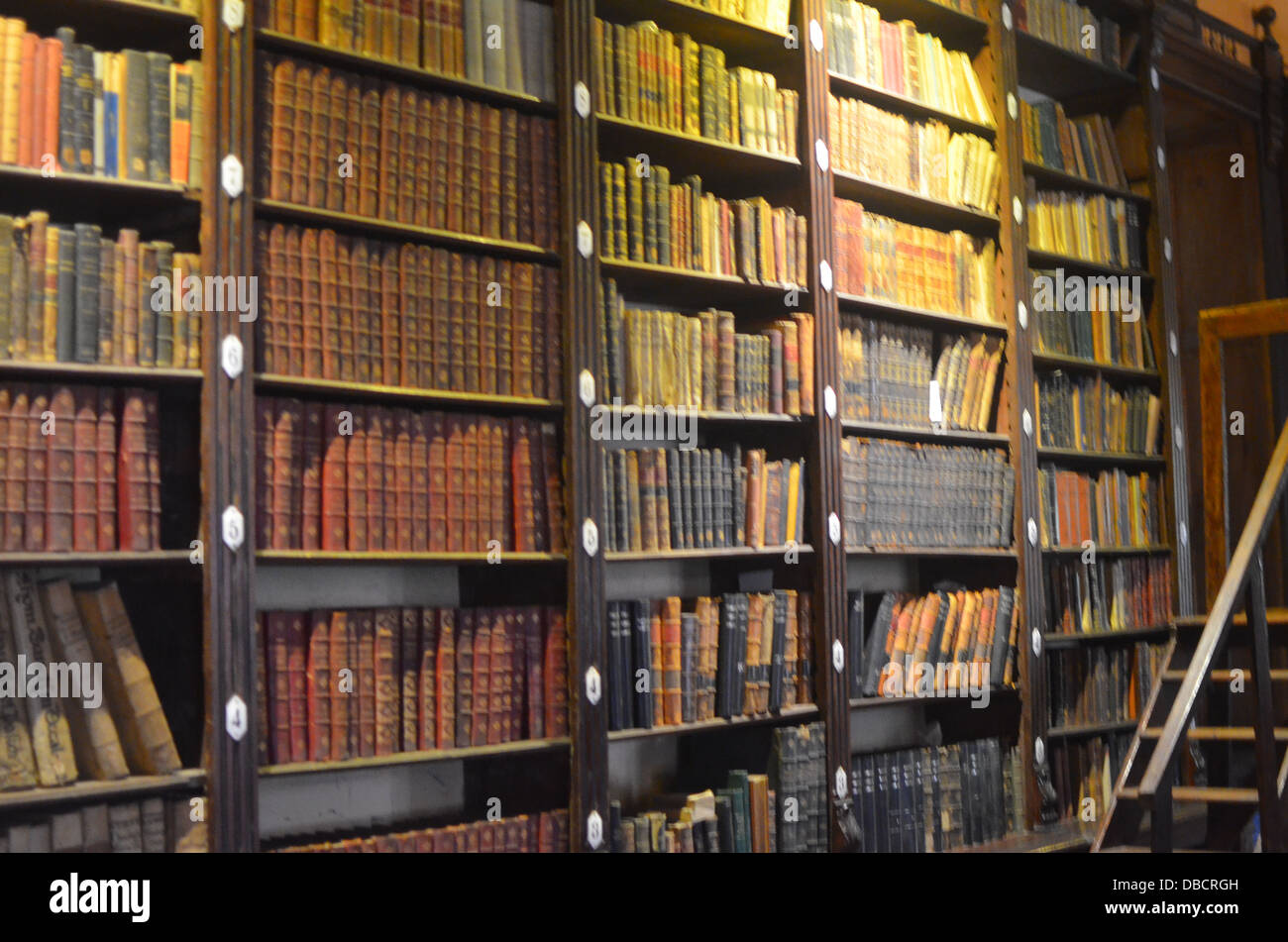 Old books in the library of the Santo Domingo convent, Lima, Peru Stock