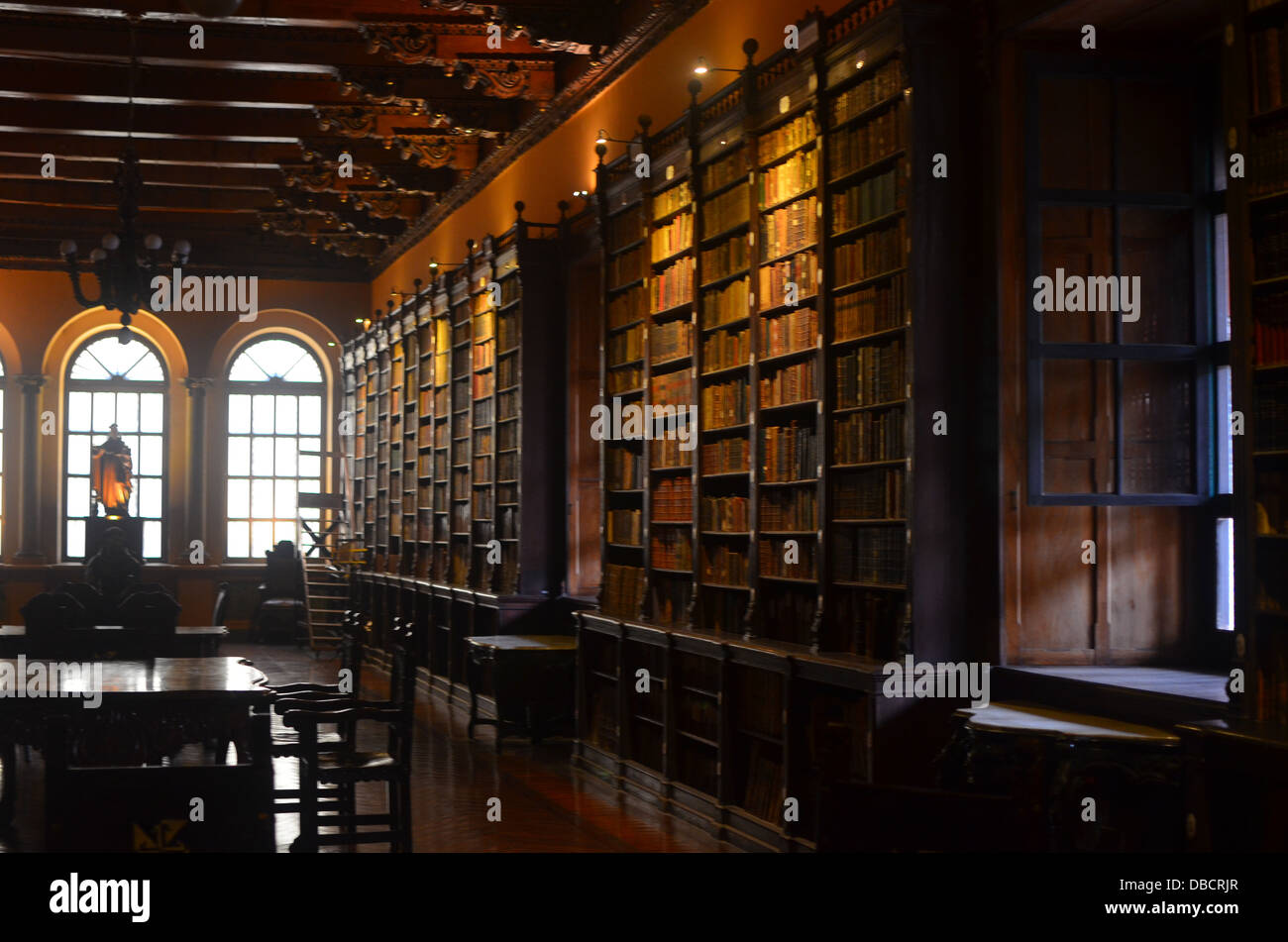 Old books in the library of the Santo Domingo convent, Lima, Peru Stock
