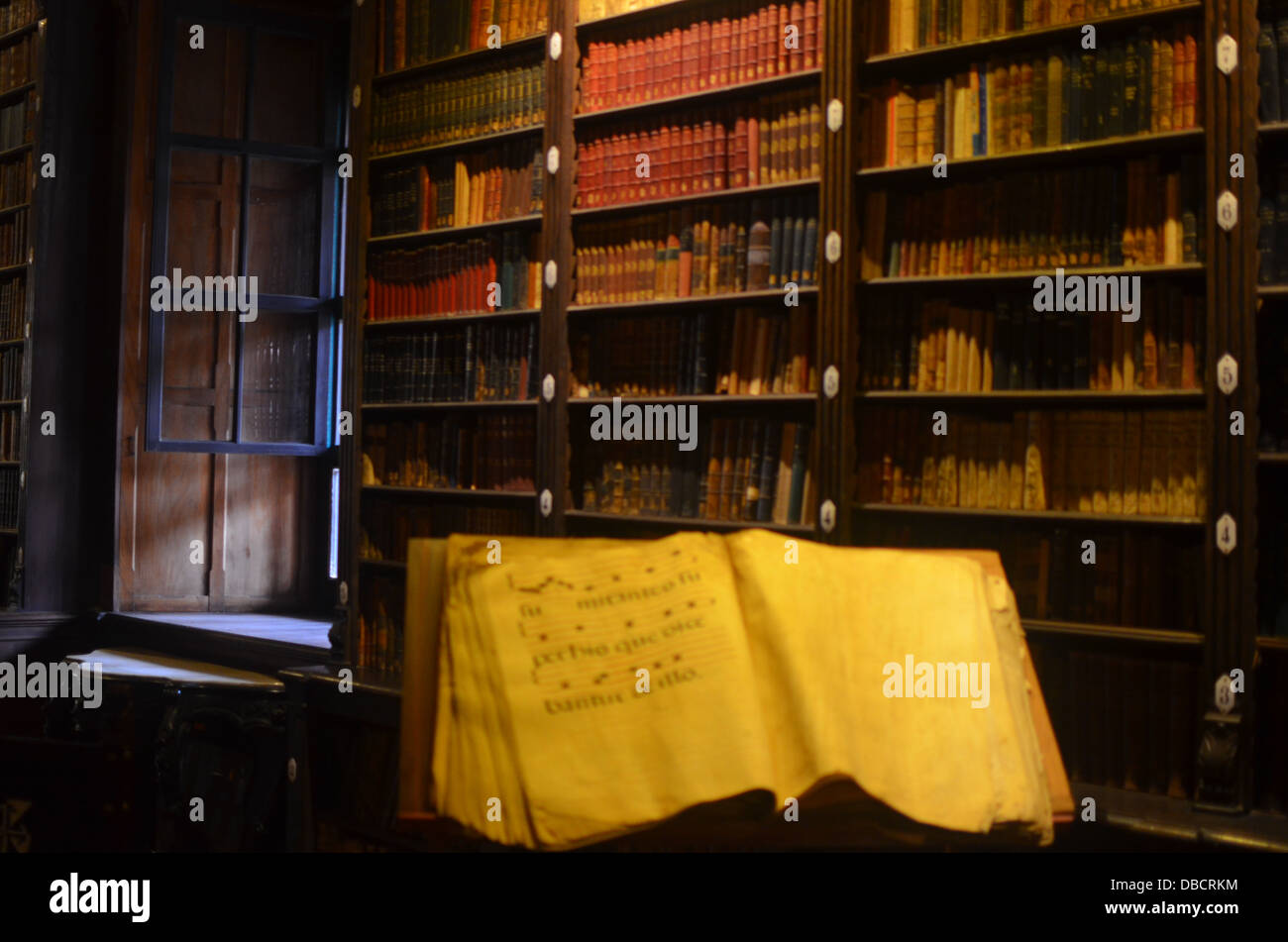 Old books in the library of the Santo Domingo convent, Lima, Peru Stock
