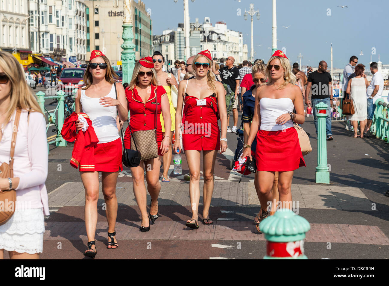 Group of women ready for a hen night, Brighton, England, UK. Stock Photo
