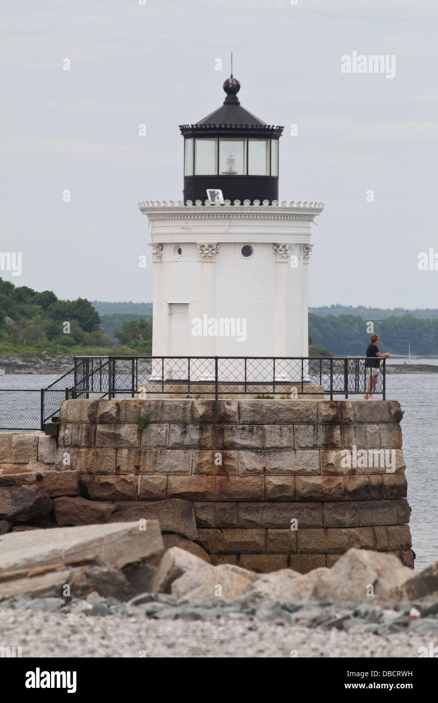 Portland Breakwater light is pictured in South Portland, Maine Stock
