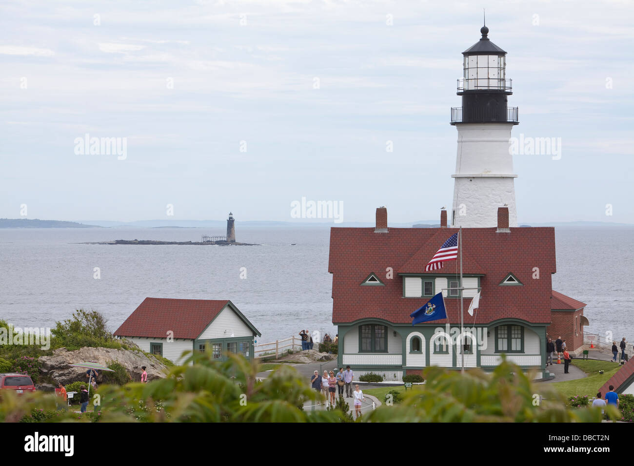 Portland Head Light is pictured at Fort Williams Park in Cape Elizabeth, Maine Stock Photo