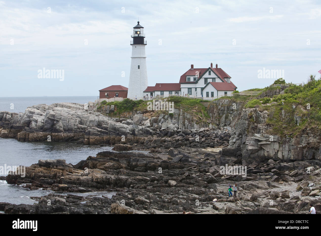 Portland Head Light is pictured at Fort Williams Park in Cape Elizabeth, Maine Stock Photo