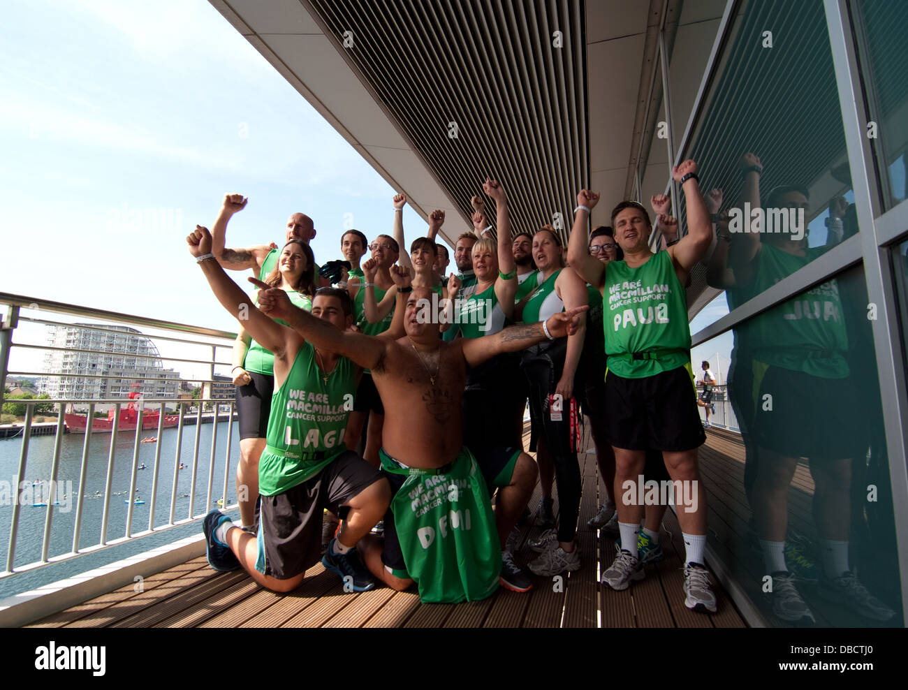 Stavros Flatley Joins teams of Macmillan supporters moment before their relay start at the 2013 , which included Gareth Thomas, Stock Photo