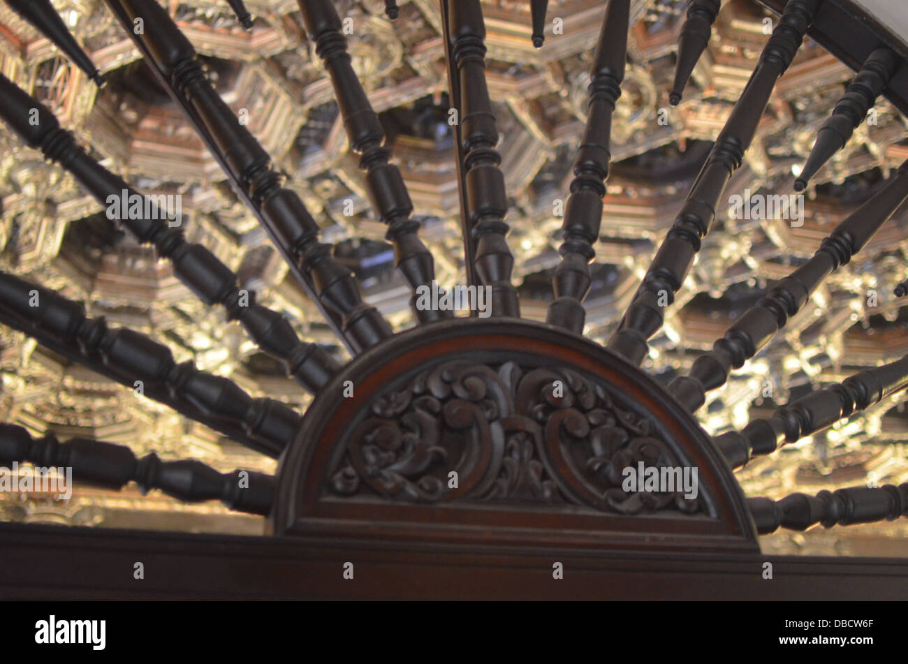 Carved wood ceiling decoration in the Santo Domingo convent, Lima, Peru Stock Photo