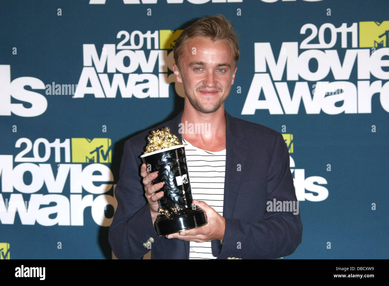 Best Villain Award winning actor Tom Felton, at the 2011 MTV Movie