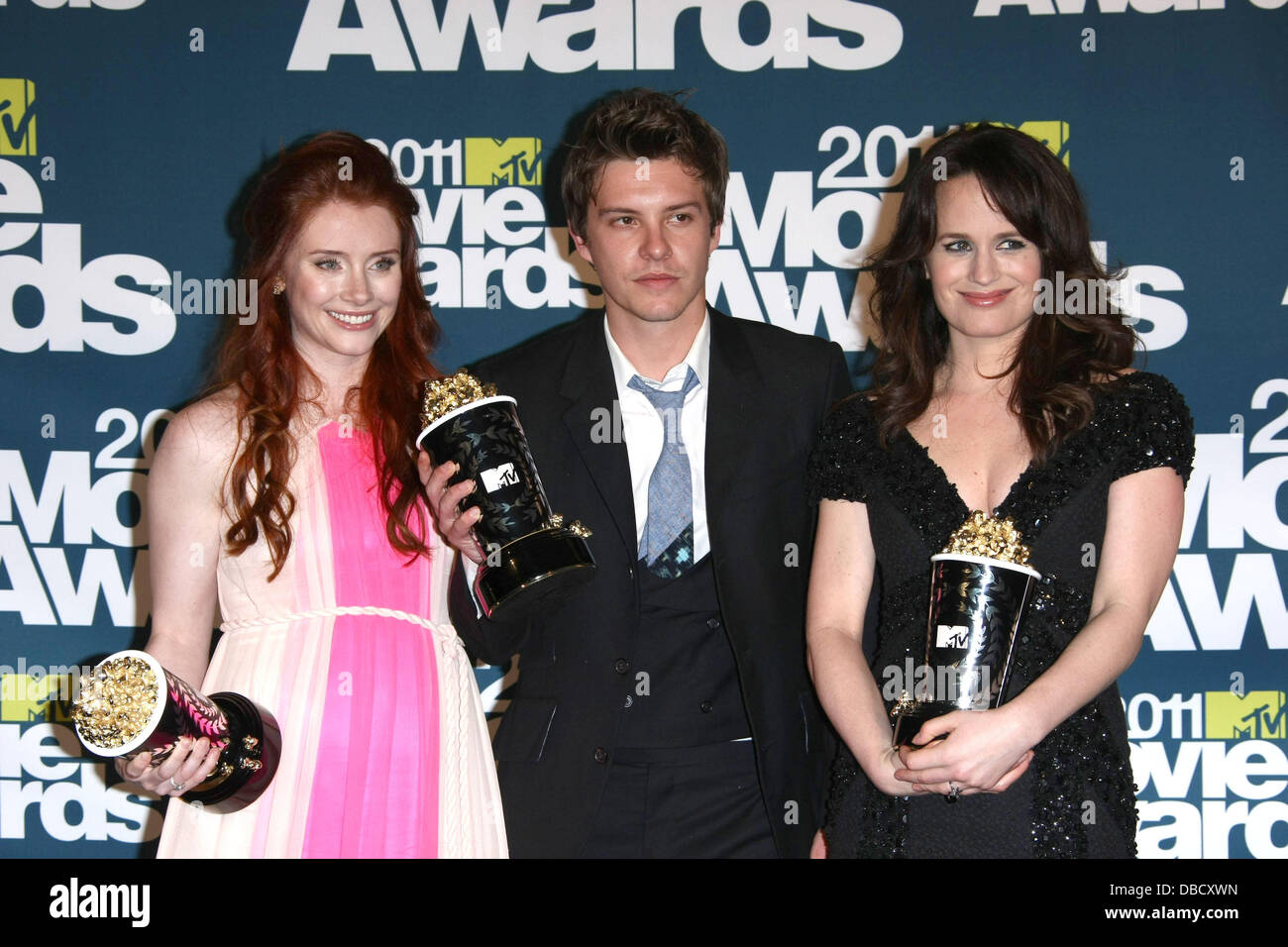 Best Movie Award for 'The Twilight Saga: Eclipse' winning actors Bryce Dallas Howard (l-r), Xavier Samuel and Elizabeth Reaser,  at the 2011 MTV Movie Press Room held at the Gibson Amphitheatre - Press Room.  Los Angeles, California - 05.06.11 **Not available for publication in Germany. Available for publication in the rest of the world** Mandatory Credit: Ian Wilson/WENN.com Stock Photo