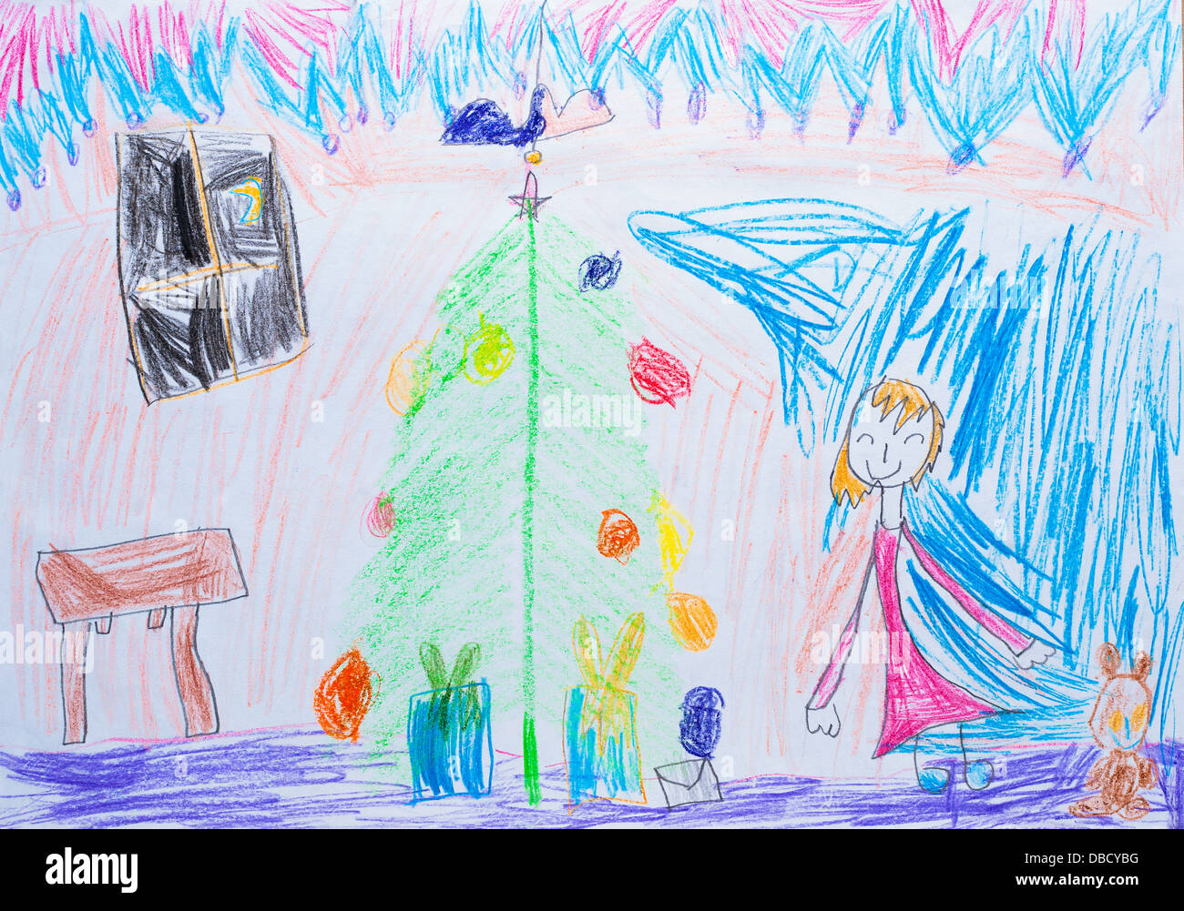 Painted abstract Christmas gifts concept isolated- children drawing Stock  Photo - Alamy